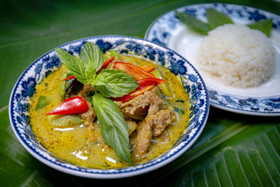 Close-up of meal served in plate