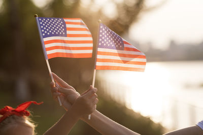 Close-up of hand holding flag