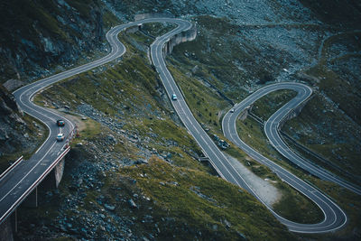 High angle view of cars on road