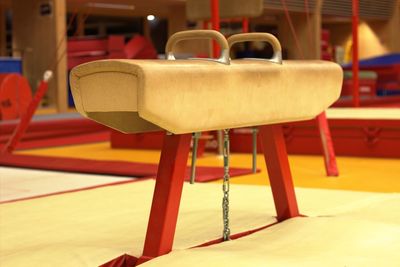 Close-up of pommel horse