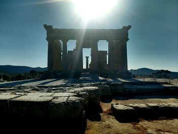 View of old ruins against clear sky