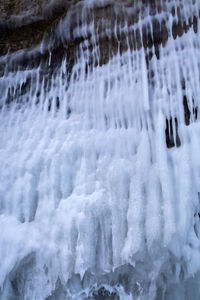Full frame shot of frozen waterfall