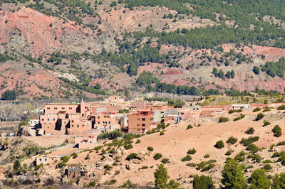 Scenic view of landscape and houses on mountain