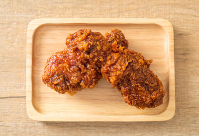 High angle view of food on cutting board