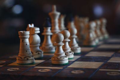 Close-up of chess pieces