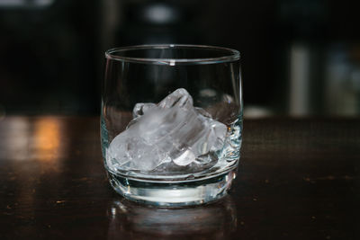 Close-up of water in glass on table