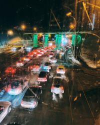 Traffic on road in city at night
