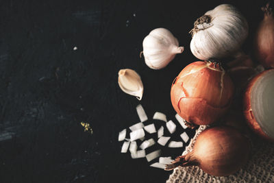 High angle view of eggs on table