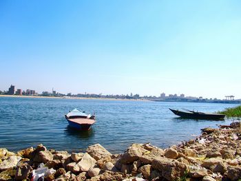 Scenic view of sea against clear sky