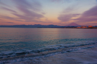 Scenic view of sea against sky at sunset