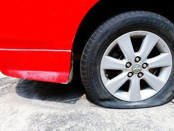 Close-up of red wheel