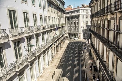 High angle view of buildings in city