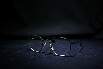 Close-up of eyeglasses on table