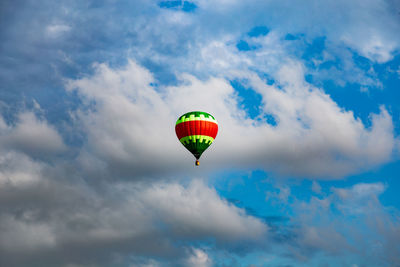 Low angle view of hot air balloon against sky