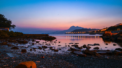 Scenic view of sea against sky during sunset