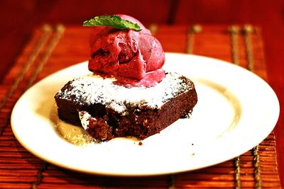 Close-up of ice cream in plate