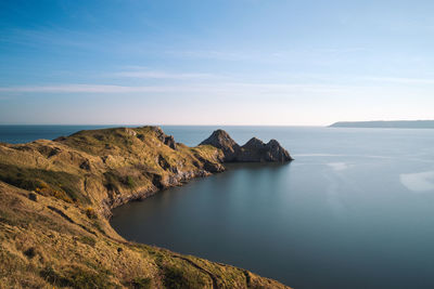 Scenic view of sea  coast against sky