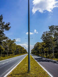 Road by trees against sky