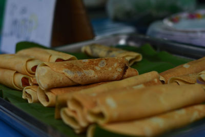 Close-up of bread in plate on table