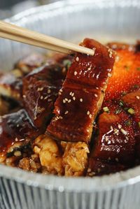 Close-up of meat on barbecue grill