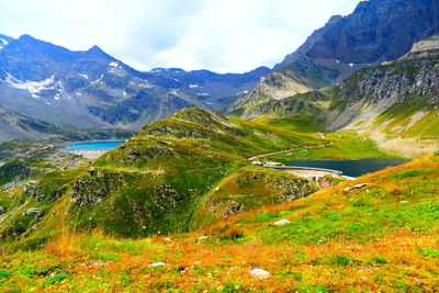 Scenic view of mountains against sky