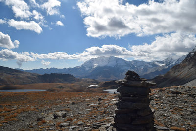 Scenic view of mountain range against sky