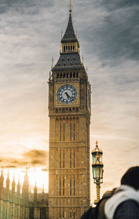 Low angle view of big ben against sky