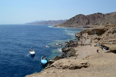 Scenic view of sea against clear sky