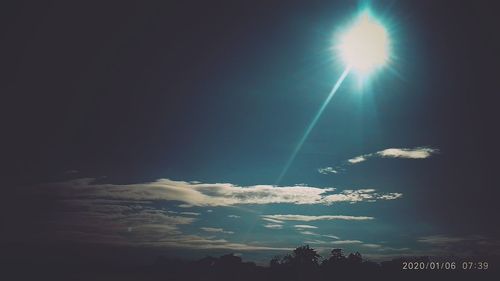 Low angle view of vapor trails in sky