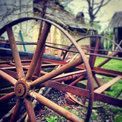 Close-up of rusty wheel