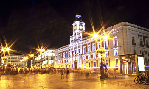 Illuminated buildings at night