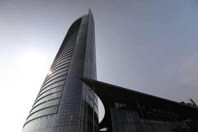 Low angle view of modern building against sky