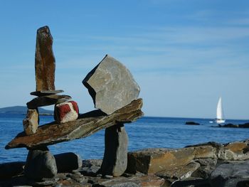 Scenic view of sea against blue sky