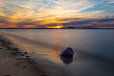 Scenic view of sea against sky during sunset