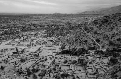 High angle view of townscape against sky