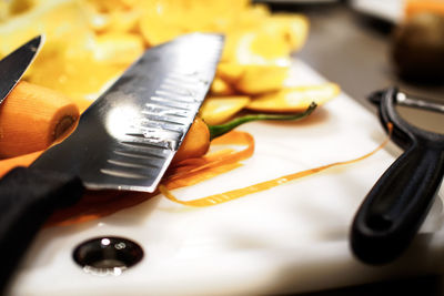 High angle view of food on table