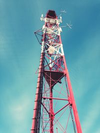 Low angle view of ferris wheel against blue sky
