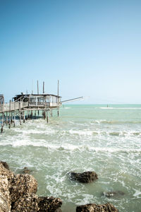 Scenic view of sea against clear sky