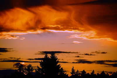 Scenic view of dramatic sky during sunset