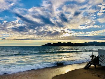 Scenic view of sea against sky during sunset