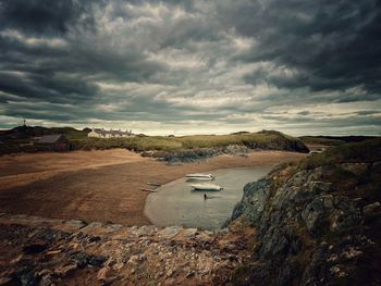 Scenic view of land against sky