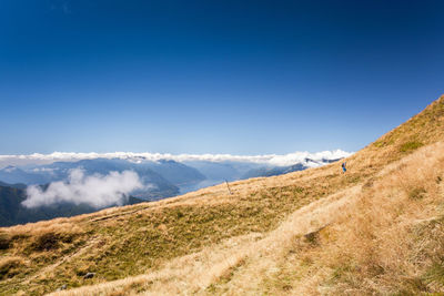 Scenic view of landscape against blue sky