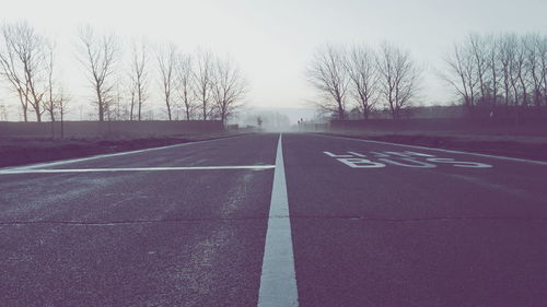 Empty road along trees