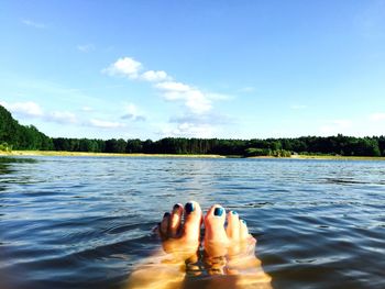 Scenic view of lake against sky