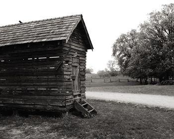 Old built structure on field