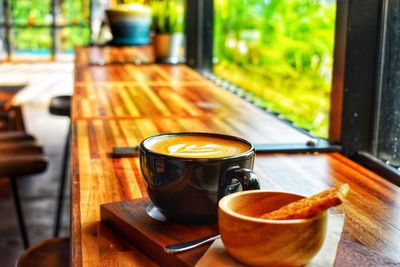 Coffee cup on table