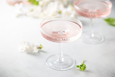 Close-up of wineglass on table