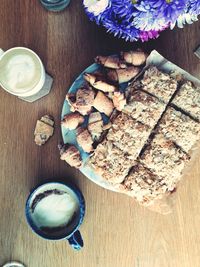 High angle view of coffee on table