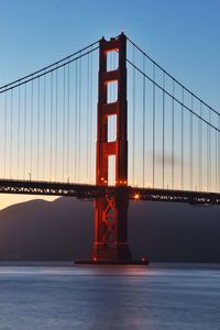 Suspension bridge over river