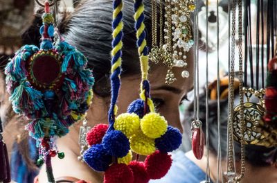 Close-up of multi colored hanging for sale